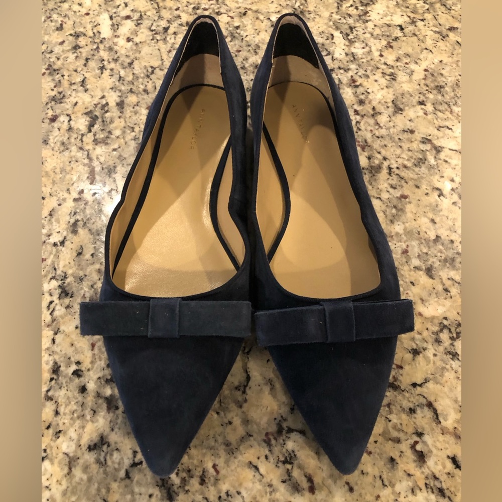 Ann Taylor Size 9 Navy Blue Suede Flats - like new!